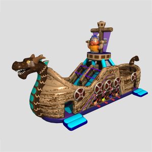 Inflatable pirate ship theme obstacle and slide (1)